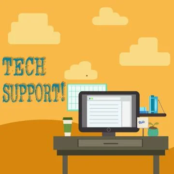 Conceptual hand writing showing Tech Support. Business photo text service by  스톡 일러스트