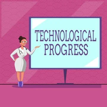 Conceptual hand writing showing Technological Progress. Business photo text o Stock Illustration