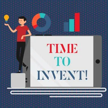 Conceptual hand writing showing Time To Invent. Business photo showcasing Stock Illustration