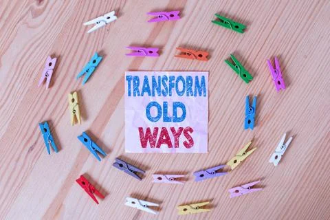 Conceptual hand writing showing Transform Old Ways. Business photo text replace Stock Photos