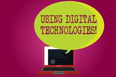 Conceptual hand writing showing Using Digital Technologies. Business photo text Stock Illustration