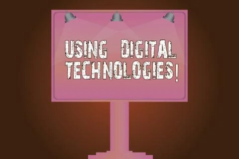 Conceptual hand writing showing Using Digital Technologies. Business photo text イラスト素材