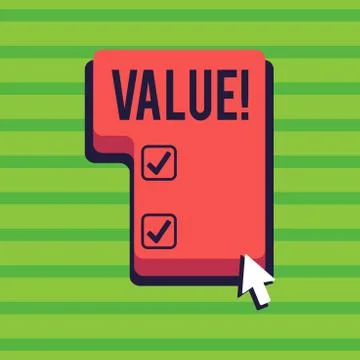 Conceptual hand writing showing Value. Business photo text Something or someone Stock Illustration