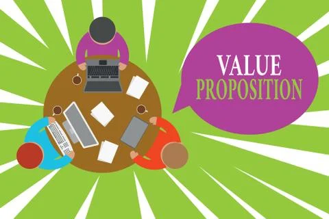 Conceptual hand writing showing Value Proposition. Business photo showcasing Stock Illustration