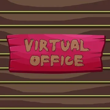 Conceptual hand writing showing Virtual Office. Business photo showcasing Mobile Stock Illustration
