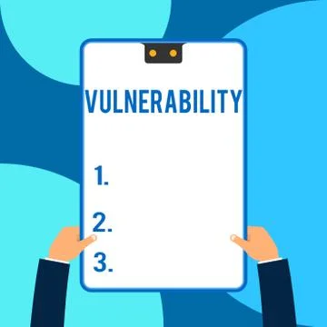 Conceptual hand writing showing Vulnerability. Business photo text State of Illustrazione stock