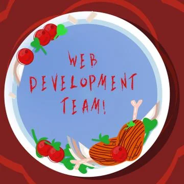 Conceptual hand writing showing Web Development Team. Business photo showcasing Illustrazione stock