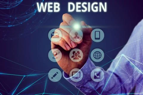 Conceptual hand writing showing Web Design. Business photo text Website Foto stock