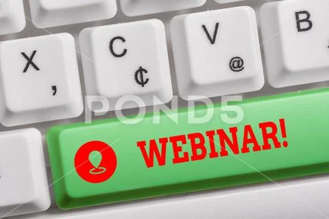 Conceptual hand writing showing Webinar. Business photo text a seminar or other Stock Photos
