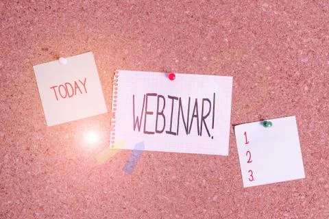 Conceptual hand writing showing Webinar. Business photo showcasing seminar or 스톡 사진