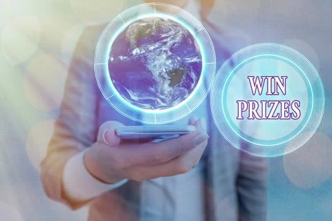 Conceptual hand writing showing Win Prizes. Business photo showcasing something Stock Photos
