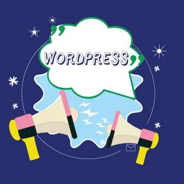 Conceptual hand writing showing Wordpress. Business photo showcasing free source 스톡 일러스트