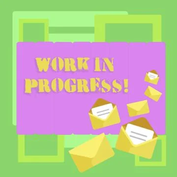 Conceptual hand writing showing Work In Progress. Business photo text People is Illustrazione stock