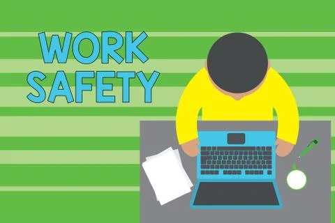 Conceptual hand writing showing Work Safety. Business photo text policies and Ilustración de archivo