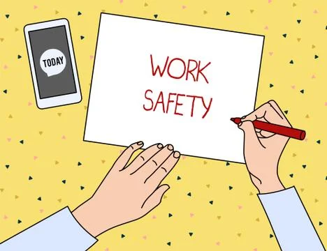 Conceptual hand writing showing Work Safety. Business photo showcasing policies Stock Illustration