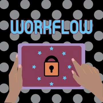 Conceptual hand writing showing Workflow. Business photo text sequence of Illustrazione stock