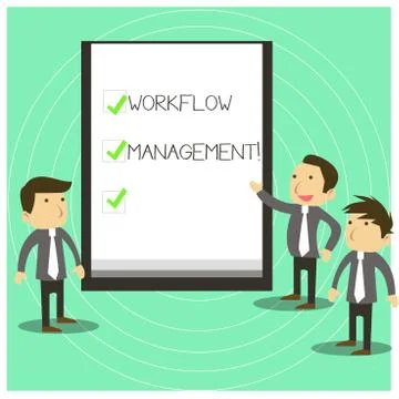 Conceptual hand writing showing Workflow Management. Business photo showcasing Illustrazione stock