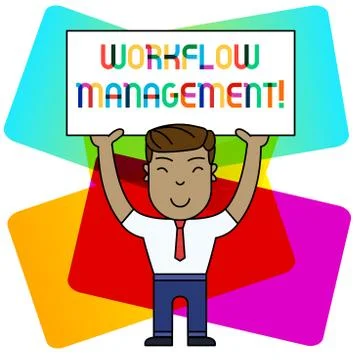 Conceptual hand writing showing Workflow Management. Business photo showcasing Illustrazione stock