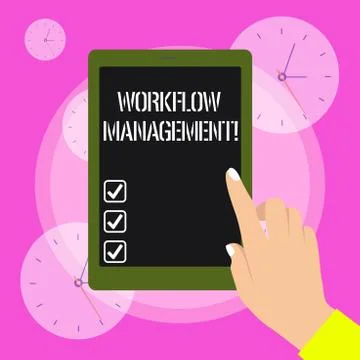 Conceptual hand writing showing Workflow Management. Business photo showcasing Illustrazione stock