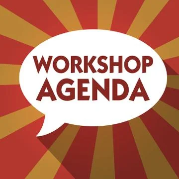 Conceptual hand writing showing Workshop Agenda. Business photo text helps you Stock Illustration