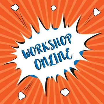 Conceptual hand writing showing Workshop Online. Business photo showcasing room Stock Illustration