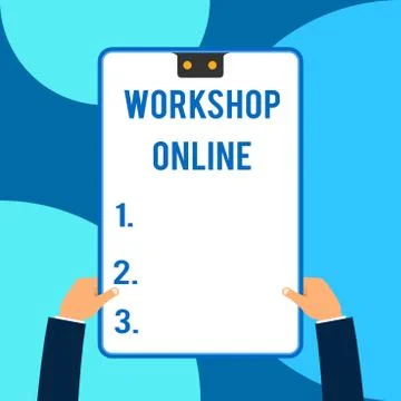 Conceptual hand writing showing Workshop Online. Business photo text room or Stock Illustration