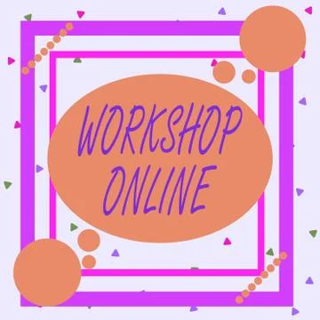 Conceptual hand writing showing Workshop Online. Business photo showcasing group Stock Illustration