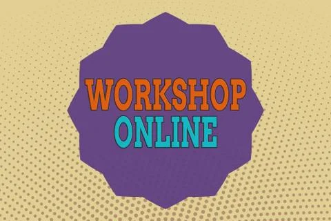 Conceptual hand writing showing Workshop Online. Business photo text course made Stock Illustration