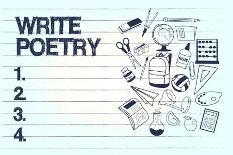 Conceptual hand writing showing Write Poetry. Business photo text Writing Stock Illustration