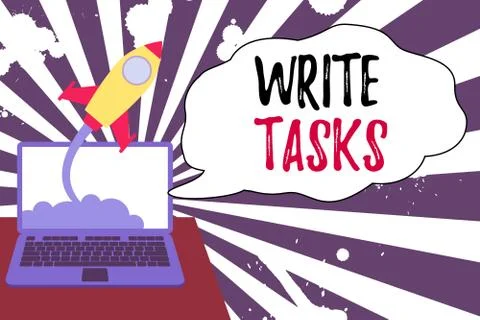 Conceptual hand writing showing Write Tasks. Business photo showcasing assigned Stock Illustration