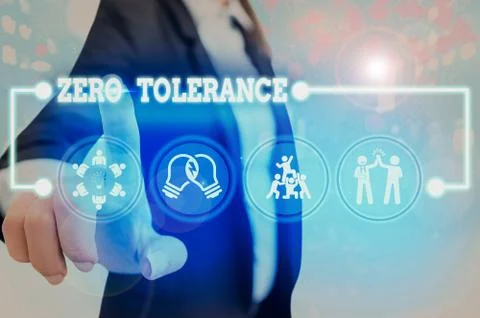 Conceptual hand writing showing Zero Tolerance. Business photo showcasing Foto stock