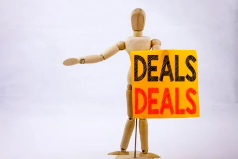 Conceptual hand writing text caption inspiration showing Deals Business conce 스톡 사진