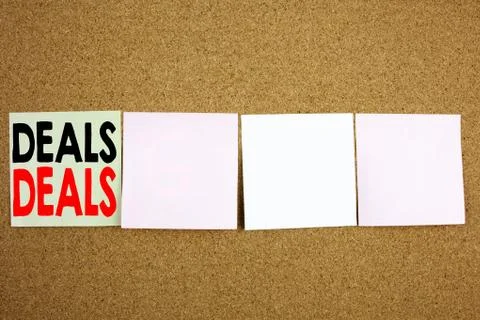 Conceptual hand writing text caption inspiration showing Deals Business conce 스톡 사진