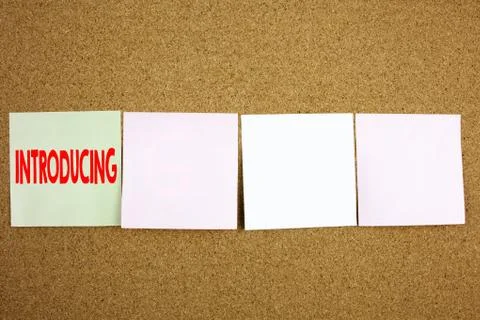 Conceptual hand writing text caption inspiration showing Introducing Business Stock Photos