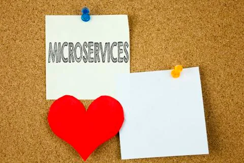 Conceptual hand writing text caption inspiration showing Microservices concep Stock Photos