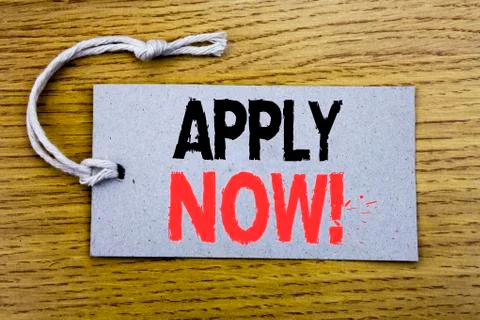 Conceptual hand writing text caption showing Apply Now. Business concept for  Fotos Stock