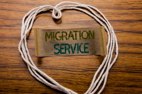 Conceptual hand writing text caption Migration Service. Business concept for  Foto stock