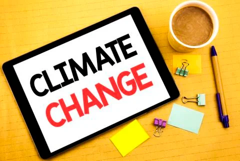 Conceptual hand writing text caption showing Climate Change. Business concept Stock Photos