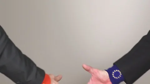 Conceptual handshake between China and EU Stock Footage 105202501
