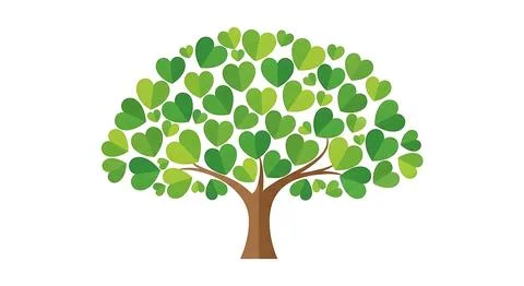 Conceptual heart leaf tree vector illustration representing environmental l.. Stock Illustration