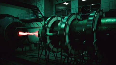 Conceptual high tech power plant thermonuclear or nuclear reactor Video stock 252807505