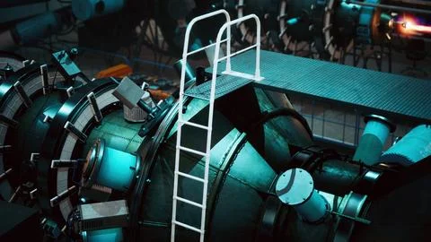 Conceptual high tech power thermonuclear or nuclear reactor Stock Illustration