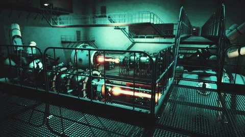 Conceptual high tech power thermonuclear or nuclear reactor Stock Illustration