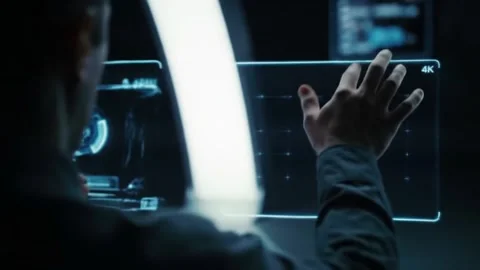 A Conceptual Hover Device Displaying technology Stock Footage 313439075