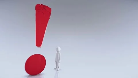 Conceptual Human Front of exclamation mark icon 4k Stock Footage 145362924