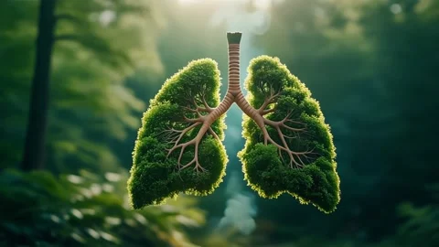 Conceptual Human Lungs Made of Moss in Green Forest 動画素材 338321526