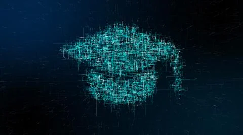 Conceptual icon cloud 3D node for online learning and distance education  Illustrazione stock