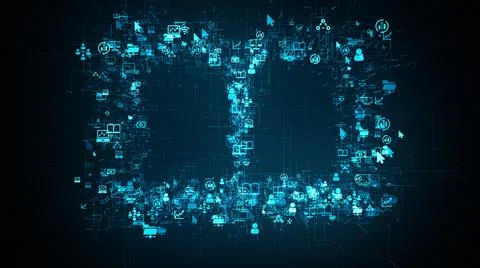 Conceptual icon cloud 3D node for online learning and distance education  Ilustração Stock