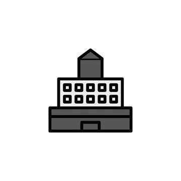 Conceptual icon illustration of a structured building representing institut.. Ilustración de archivo