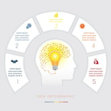 Conceptual idea infographics template five positions Stock Illustration